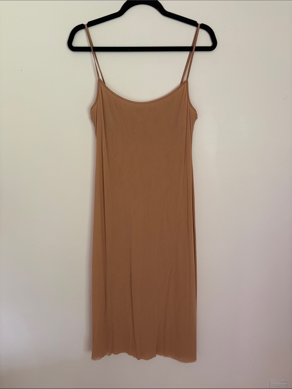 Cosabella Tan Slip Midi Dress with Spaghetti Straps